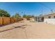 Spacious backyard with gravel, wood fence, covered patio, and low-maintenance landscaping for outdoor living at 6610 N 15Th Ave, Phoenix, AZ 85015