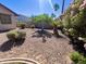 Picturesque backyard with a xeriscaped landscape, mature trees, and lush flowering shrubs in the Arizona sun at 1516 E Azalea Dr, Gilbert, AZ 85298