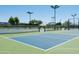 An inviting pickleball court with new colorful surfacing and nets at the recreational park at 15656 W Mercer Ln, Surprise, AZ 85379