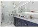 Beautiful bathroom with marble countertops, dual sinks, and modern walk-in shower at 1754 W San Tan St, Chandler, AZ 85224