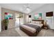 Bedroom with backyard access and modern staging, providing a serene retreat at 1835 E Marquette Dr, Gilbert, AZ 85234