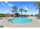 Community pool with palm trees, shade and lounge chairs at 21716 S 225Th Way, Queen Creek, AZ 85142