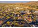 Aerial view of a quiet neighborhood featuring a variety of homes, lush greenery, and well-maintained streets at 2712 E Mountain View Rd, Phoenix, AZ 85028