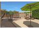 Private backyard with lush landscaping, featuring a patio area with an umbrella, and mature trees at 2784 E Honeysuckle Pl, Chandler, AZ 85286