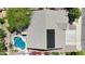 Aerial view of the roof with solar panels and a private backyard pool at 10504 E Diamond Ave, Mesa, AZ 85208