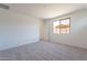 Sunlit bedroom featuring neutral walls, carpet, and a large window offering a view of the backyard at 24184 W Gibson Ln, Buckeye, AZ 85326