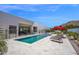 Beautiful pool area featuring modern outdoor furniture, adjacent to home with mountain views at 6321 N Camelback Manor Dr, Paradise Valley, AZ 85253