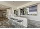 Modern kitchen with stylish island and seating offering neighborhood views at 15217 N 15Th Dr, Phoenix, AZ 85023