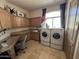Functional laundry room with sink, storage, and counter space near washer and dryer at 9267 E Rimrock Dr, Scottsdale, AZ 85255
