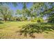 Large backyard with well-kept lawn, mature trees, and ample space for outdoor activities and recreation at 125 N Fraser E Dr, Mesa, AZ 85203
