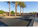 Gated community entrance featuring palm trees, decorative gates, and basketball themed accents at 14556 W Shaw Butte Dr, Surprise, AZ 85379