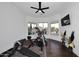 Workout room with high ceilings and large windows with desert views at 30600 N Pima Rd # 81, Scottsdale, AZ 85266