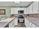 Well-lit kitchen features white cabinetry, stainless steel appliances, and tile backsplash at 4545 E Wescott Dr, Phoenix, AZ 85050