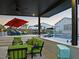 Beautiful backyard pool area with an outdoor kitchen, covered patio, and lush landscaping at 5457 S Benton --, Mesa, AZ 85212