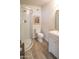 This bathroom features a stand up shower with white cabinets, toilet, and a neutral paint at 7802 E Kimsey Ln, Scottsdale, AZ 85257