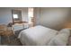Bedroom featuring neutral walls, wood-look floors, and white bedding at 7802 E Kimsey Ln, Scottsdale, AZ 85257