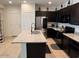Bright, modern kitchen features a large island, stainless appliances and dark cabinetry at 1718 S 82Nd Way, Mesa, AZ 85209