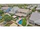 Aerial view of property featuring a backyard pool, covered patio, and beautiful landscaping at 2942 E Appaloosa Rd, Gilbert, AZ 85296