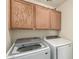 Convenient laundry room with ample cabinet space above the modern washer and dryer at 309 W Settlers Trl, Casa Grande, AZ 85122