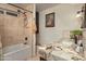 Cozy bathroom features granite counters, a tub and shower combo, and tiled floors at 4009 S Siesta Ln, Tempe, AZ 85282