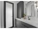 Sleek bathroom features black hardware, vanity storage, and modern lighting at 8520 E Cactus Wren Rd, Scottsdale, AZ 85250