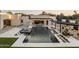 Modern backyard featuring a large pool, spa, fire pit, and shaded outdoor living area at 8520 E Cactus Wren Rd, Scottsdale, AZ 85250