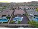 Aerial view of backyard pool and outdoor kitchen at 14979 S 184Th Ave, Goodyear, AZ 85338