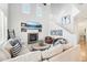 Cozy living room with a fireplace, comfortable seating, and a view of the staircase for an inviting atmosphere at 19475 N Grayhawk Dr # 1128, Scottsdale, AZ 85255