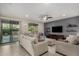 Bright and airy living room featuring neutral tones, comfortable seating, and sliding glass doors at 21602 N 36Th St, Phoenix, AZ 85050