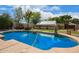 Sparkling pool surrounded by a lush yard, offering a relaxing oasis for outdoor enjoyment at 2745 S Emerson Cir, Mesa, AZ 85210