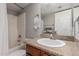 Bathroom featuring a shower/tub combo with a modern vanity at 3600 N Hayden Rd # 2816, Scottsdale, AZ 85251