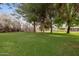 Lush green lawn area with mature trees providing shade and privacy on the property grounds at 4112 W Monte Cristo Ave, Phoenix, AZ 85053