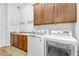 Well-equipped laundry room with lots of storage space, cabinets, sink, and modern washer and dryer units at 4204 S Winter Ln, Gilbert, AZ 85297