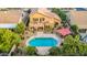 Stunning aerial view of the property, showcasing the pool and outdoor living space at 4822 E Charleston Ave, Scottsdale, AZ 85254