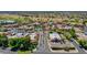This aerial view shows a well-maintained community with lush landscaping, a swimming pool, and multiple buildings at 5757 W Eugie Ave # 1076, Glendale, AZ 85304