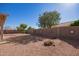 Desert landscaped backyard featuring decorative wall art, a variety of cacti, and low-maintenance gravel at 6984 S Newport Ct, Chandler, AZ 85249