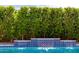 Tranquil pool water feature with decorative tile, surrounded by green privacy landscaping at 903 E Jacob St, Chandler, AZ 85225
