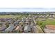 Aerial view showcases a neighborhood with mature landscaping, sidewalks, and a stadium on the horizon at 9303 W Oregon Ave, Glendale, AZ 85305