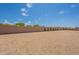 Expansive gravel backyard with a tall privacy wall adorned with climbing plants and a clear blue sky at 28421 N 59Th Way, Cave Creek, AZ 85331