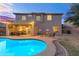 Exterior view of the home highlighting the backyard pool and covered patio area for outdoor living at 4093 E Dublin St, Gilbert, AZ 85295
