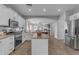 Open-concept kitchen with stainless steel appliances, white cabinetry, and a view into the living room at 4093 E Dublin St, Gilbert, AZ 85295