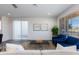 Bright living room featuring plush blue armchairs, a neutral sofa, a patterned rug, and abundant natural light at 488 S Soho Ln # 4, Chandler, AZ 85225
