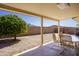 Covered patio area with patio furniture, overlooking the fenced backyard at 11447 E Mendoza Ave, Mesa, AZ 85209