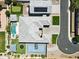 Aerial view of home showing pool, basketball court, putting green and lush landscaping at 1160 E Cedar Pl, Chandler, AZ 85249