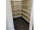 Walk-in pantry with ample shelving for organized storage, featuring wood-look flooring at 1794 N Agave St, Casa Grande, AZ 85122