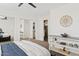 Comfortable bedroom view with a walk-in shower and stylish console table at 2229 N Middlecoff Dr, Mesa, AZ 85215
