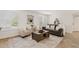 Elegant living room showcasing tile flooring, neutral furniture, plantation shutters, and a stylish rug at 2229 N Middlecoff Dr, Mesa, AZ 85215