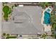 Aerial view showcasing the home's roof, pool, and lush backyard landscaping at 2612 S Jacob St, Gilbert, AZ 85295