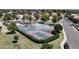 Overhead shot of the community basketball, tennis and pickle ball courts at 2663 N Carriage Ln, Chandler, AZ 85224