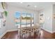 Bright dining room with table, chairs, hardwood floors and pool view at 2988 E Comstock Dr, Gilbert, AZ 85296